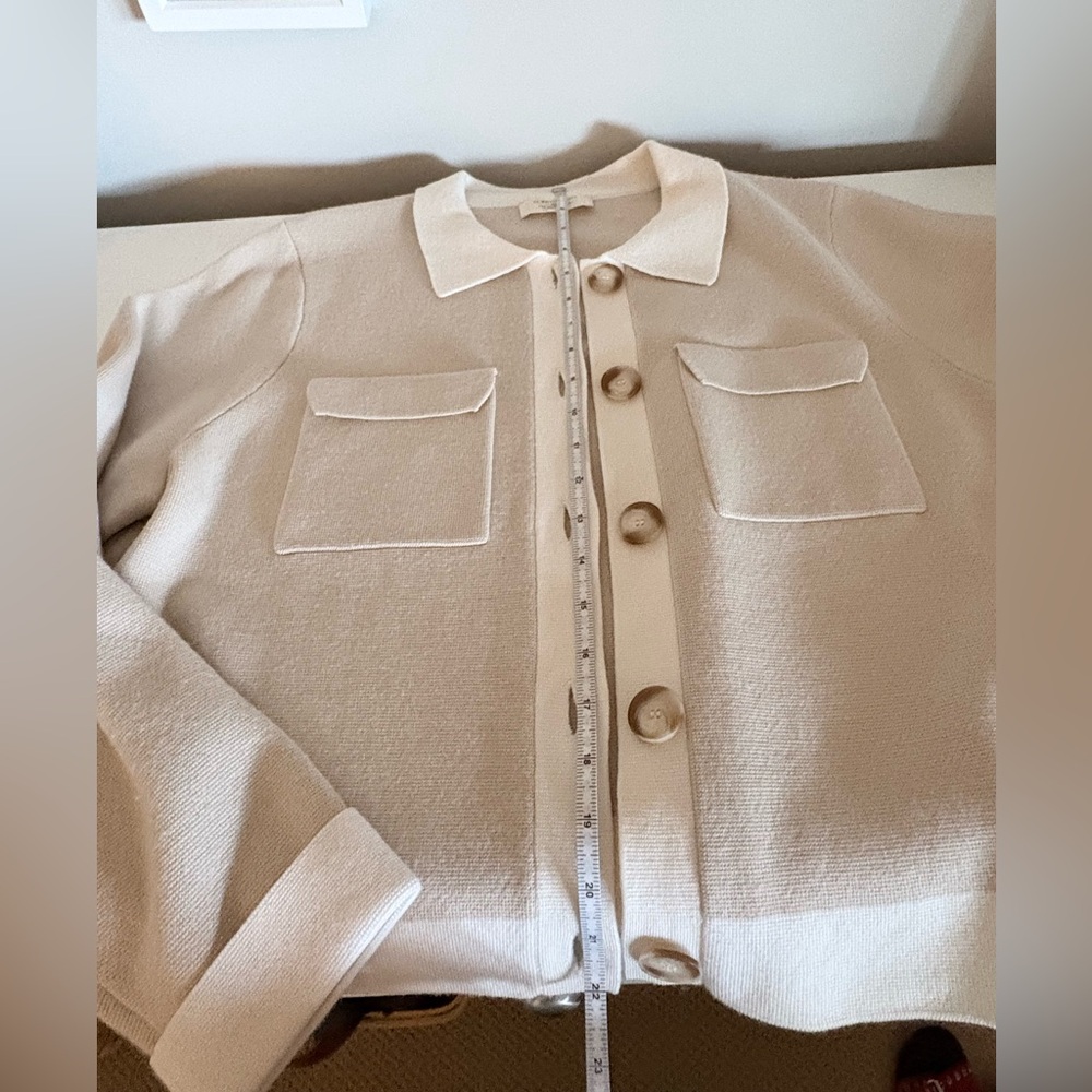 Sezane Betty Cardigan Jacket - XL Cream/Ecru 100% Merino wool - Picture 2 of 4